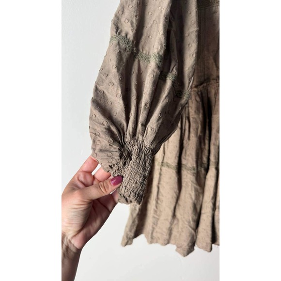 Pilcro Anthropologie Long Sleeve Mock Kneck Swing Dress Boho Cotton Mini S - Picture 4 of 8